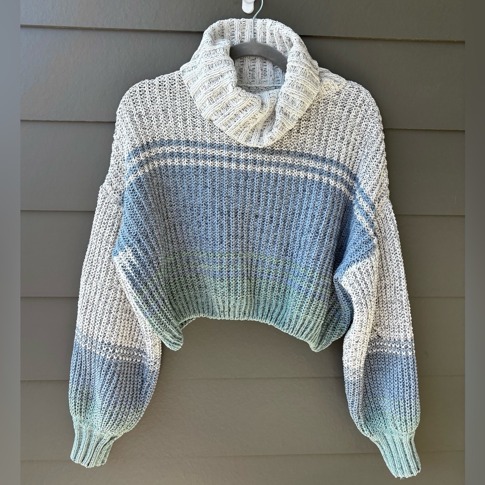 MM By My Michelle Cropped Balloon Sleeve Cowl Neck Knit Sweater | XS